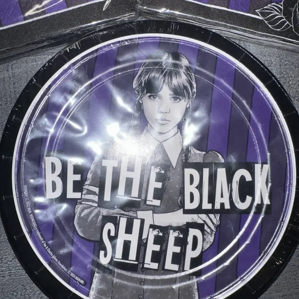 Lot Of Wednesday Addams Party Table Supplies Paper Plates And 2 Packs Of Napkins